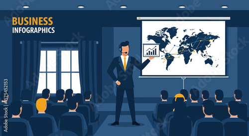 Worldwide Business Review Meeting And Analytics Presentation At Conference Hall