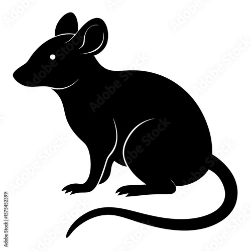 Black silhouette of a rodent with realistic shading and detail