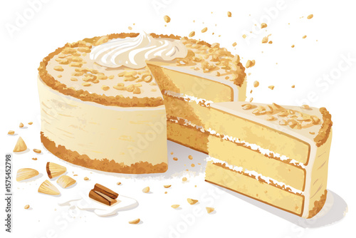 Marvelous Close Sponge Cake Being Sliced Crum - Dramatic and Intense Visual Story Perfect for Social