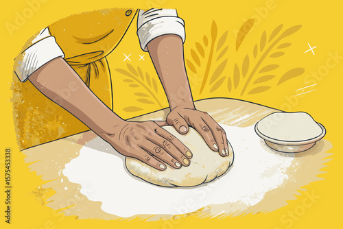 Amazing Cutout Scene Showing Hands Kneading Dough - Cool and Refreshing Visual Story Great for Adver