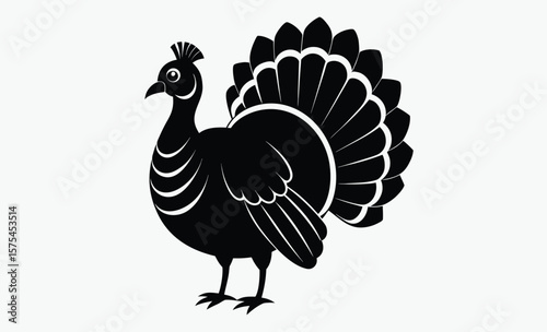 Turkey bird silhouette, Turkey cock bird poultry animal silhouette. Good use for logo, symbol, mascot, web icon, sticker, sign, or any design