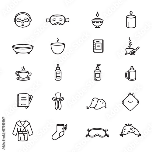 Collection of beauty and relaxation themed graphic elements set of icon