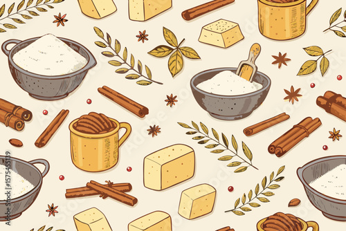Superb Seamless Bakery Ingredients - Elegant and Refined Visual Story Suitable for Web Design
