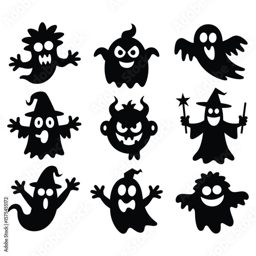 Halloween ghost characters spooky scary