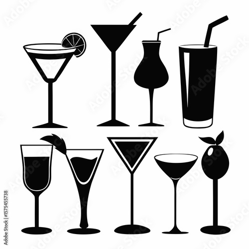 Assorted cocktail and drink glasses with garnishes cocktail glasses drinkware