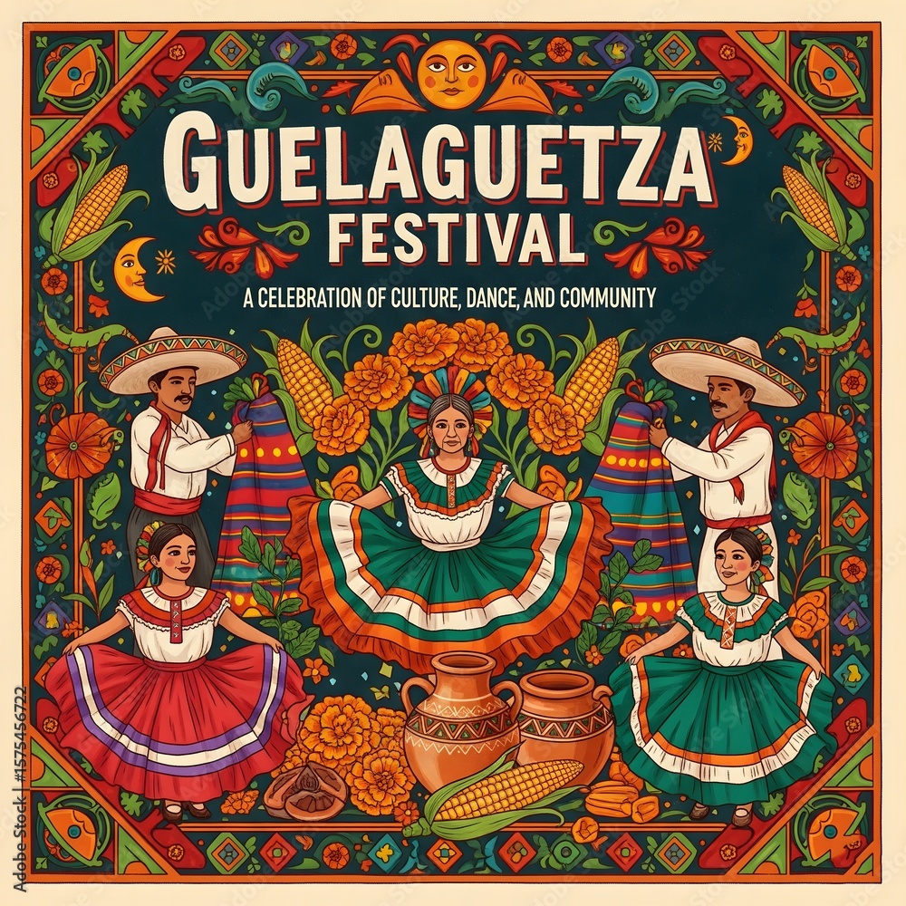 Obraz premium Guelaguetza festival celebration of culture dance and community with mexican folk art