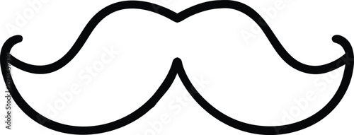 Classic Handlebar Mustache Icon, Simple Line Art Design, Vintage Barber Shop Symbol, Retro Style Illustration, Perfect for Logos and...