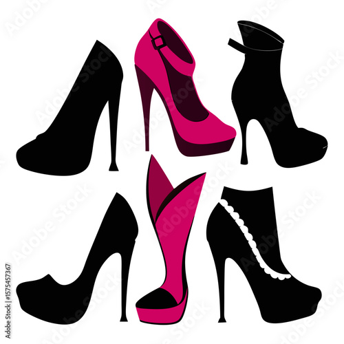 Black and pink high heel shoe collection high heels