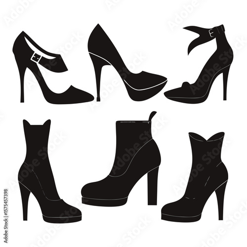 Black high heel shoe collection fashion footwear
