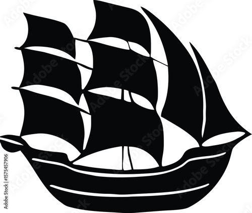 Black Sailing Ship Silhouette.eps