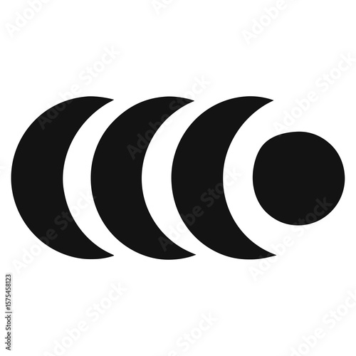 Black crescent moon phases icons waning waxing