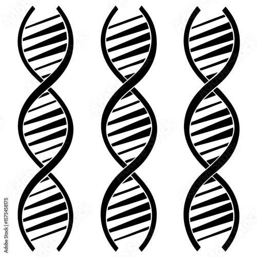 Black D N A helix patterns on white background molecule