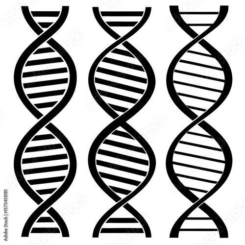 Black D N A Helix Silhouettes science biology