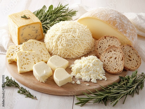  selective focus fresh homemade dairy products on stall