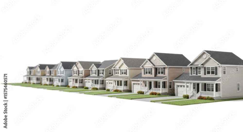 custom made wallpaper toronto digitalRow of Modern Suburban Houses with Green Lawns in Bright Daylight