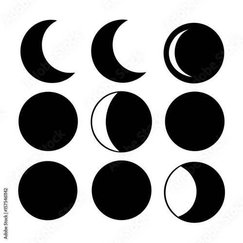 Celestial bodies showing lunar cycle progression moon phases