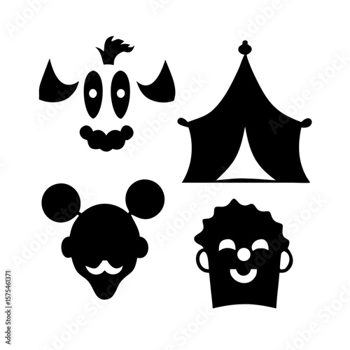 Circus Tent and Clown Face Silhouettes entertainment