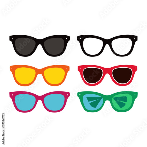 Colorful retro sunglasses collection eyewear fashion