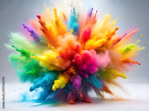 An explosion of vibrant colors creates an abstract powder burst