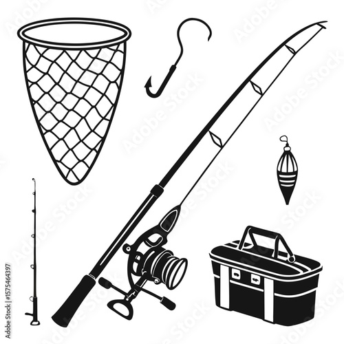 Fishing gear collection rod net tackle box lure hook