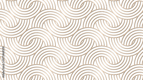 Interlaced rounded arc patterned background design element. Japanese seamless pattern in oriental geometric traditional style. 3d festive ornament for lunar chinese new year decoration. 