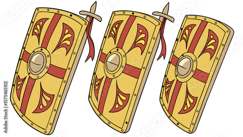 Roman shield scutum illustration for history resources and ancient warfare educational content vector art