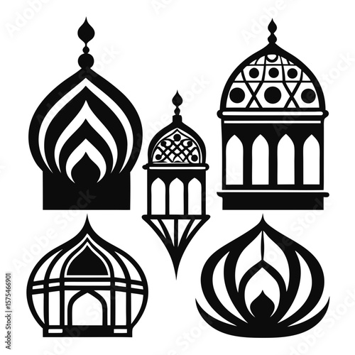 Islamic dome shapes with intricate patterns architecture
