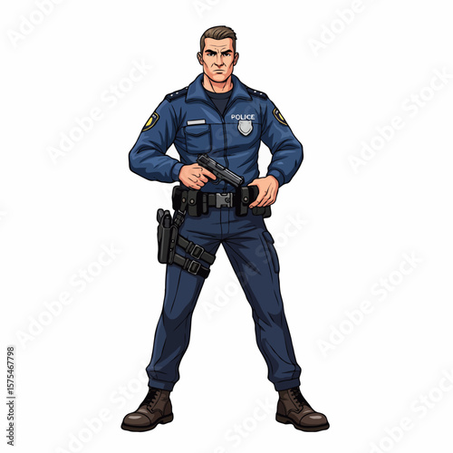 Brave Police Officers in Action Confronting Criminals During Dangerous Operation