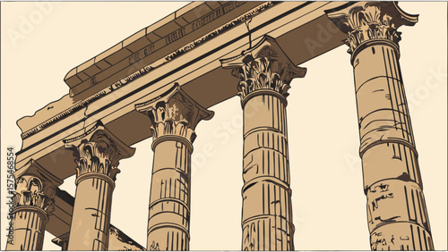 Ancient greek architecture doric order columns temple building historical landmark design illustration vector