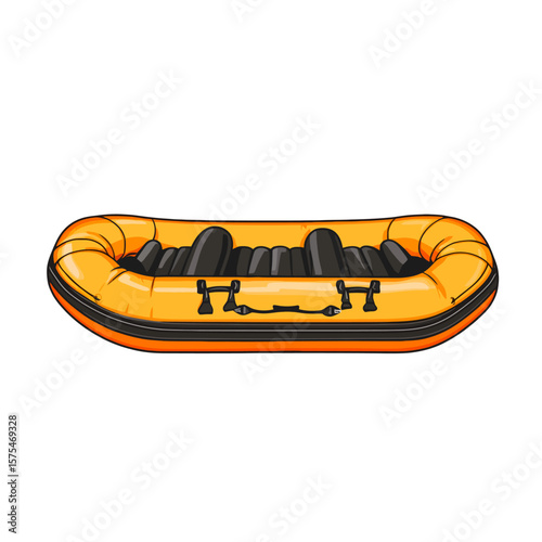 Yellow inflatable boat isolated 