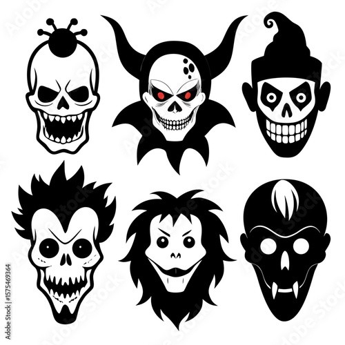 Scary monster and skull masks collection halloween