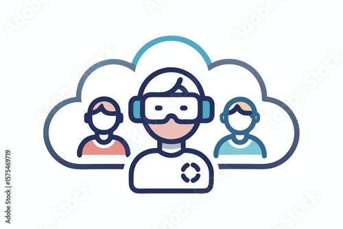 cloud user avatar ar headset icon tech