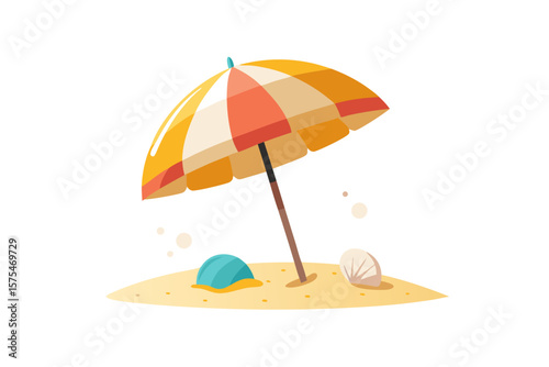 colorful umbrella sand sea icon beach relax
