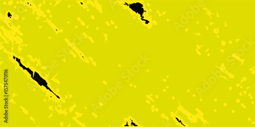 Abstract yellow grunge textured on black background. Paint style design template for use element cover, banner, business, advertising