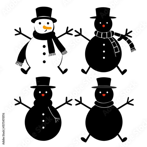 Snowmen with hats and scarves snowman winter