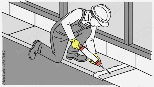 Sealing and caulking windows and walls for home improvement and building maintenance and repair project