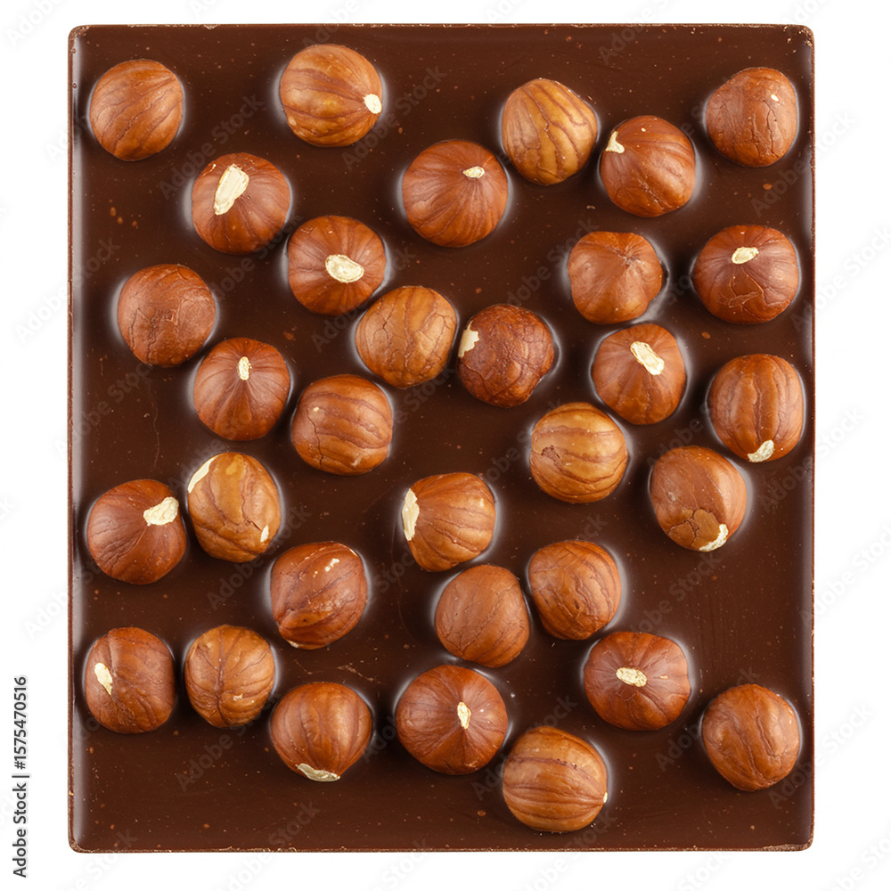 Fototapeta premium Milk chocolate bar with hazelnuts
