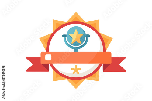 ribbon badge star mic icon award podcast