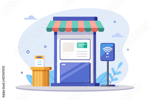 digital kiosk booth monitor printer smart counter