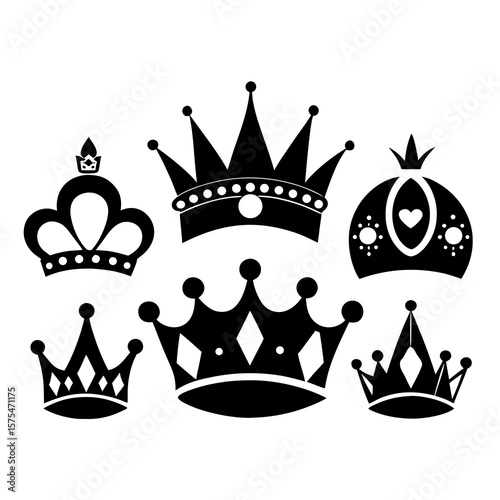 Royal crowns with intricate gem cutouts and ornate designs royalty regal