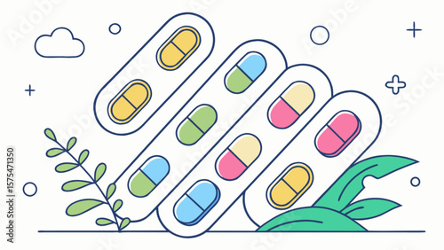 Medicine capsules blister pack vector illustration for healthcare and pharmaceutical industry concepts design