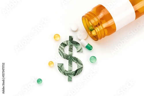 Medical business or prices concept. Making money in pharmaceutical industry or high medical expenses.