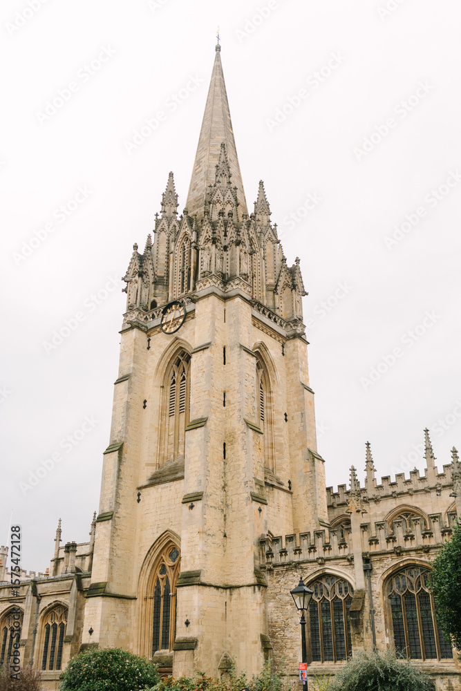 Fototapeta premium Gothic Church Tower and Spire in Oxford England