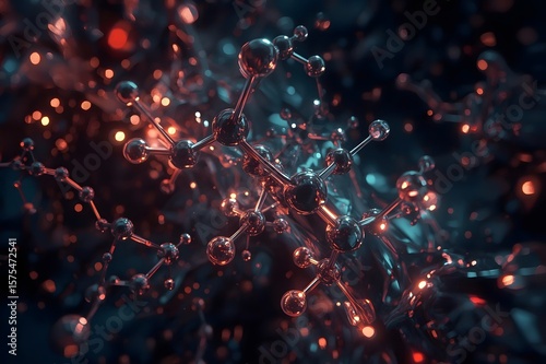 3d illustration of molecule model. Science or medical background with molecules and atoms.