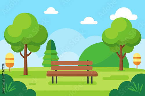 Serene Nature Park with Benches and Trees
