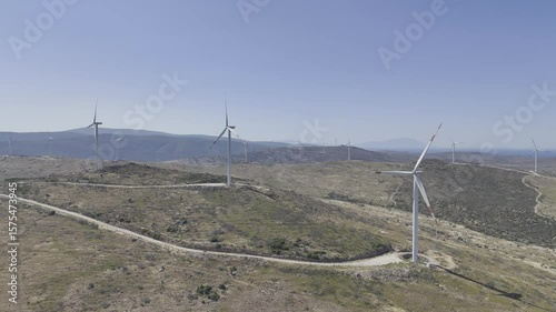 wind turbines from drone and sea view