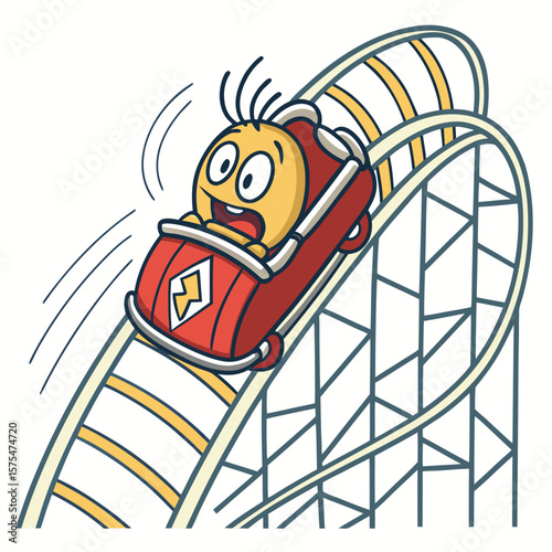 
A funny cartoon character on a roller coaster