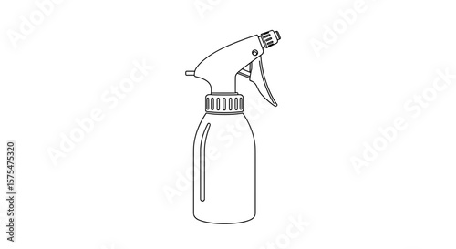 Spray bottle minimalistic black and white line art illustration