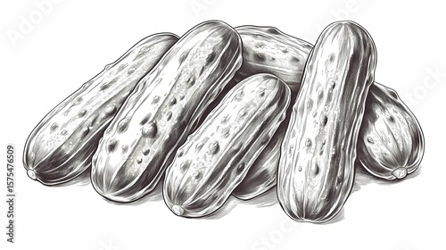 Wallpaper Mural Detailed illustration of several fresh pickles. Torontodigital.ca
