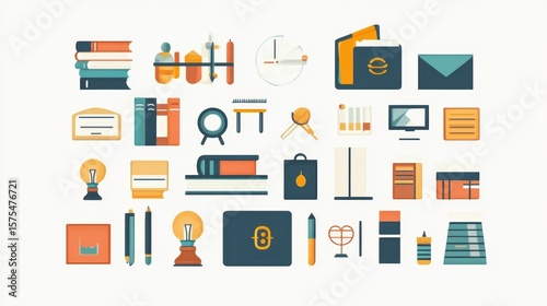 Wallpaper Mural business icons set Torontodigital.ca